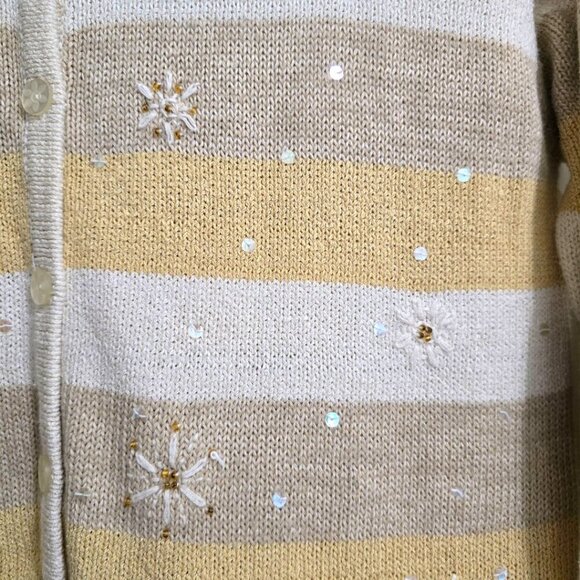 Christopher & Banks Vintage Hand Embroidered Beaded Silk Blend Cardigan Sz L - Picture 5 of 10